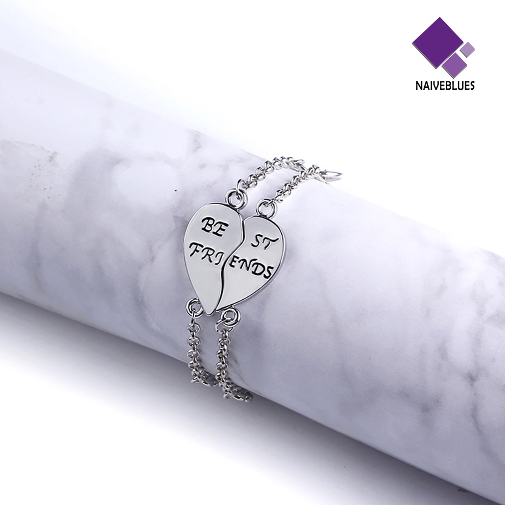 2pcs Gelang Persahabatan Bentuk Hati Untuk Hadiah