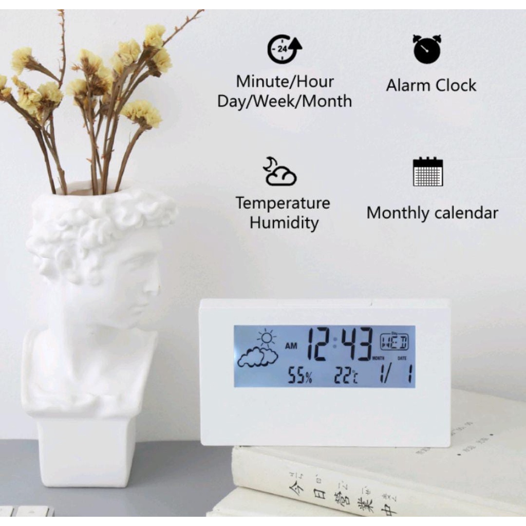 JAM MEJA LED DIGITAL MULTIFUNTION SMART ALARM CLOCK