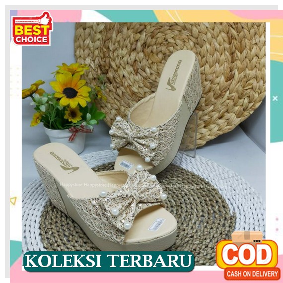 Terbaru Wedges Wanita Murah Import Abg Wedjges Wanita Weges Murah Tq952 Sandal Ss41 Putih - Putih, 3