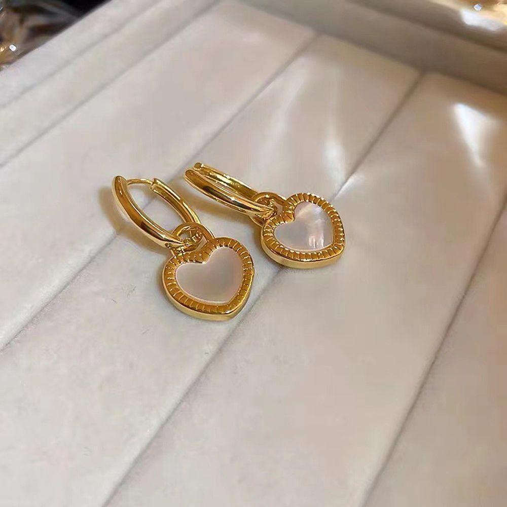 NEEDWAY Anting Perempuan Fashion Temperamen Shell Lucu Elegan Manis Hati Dua Sisi