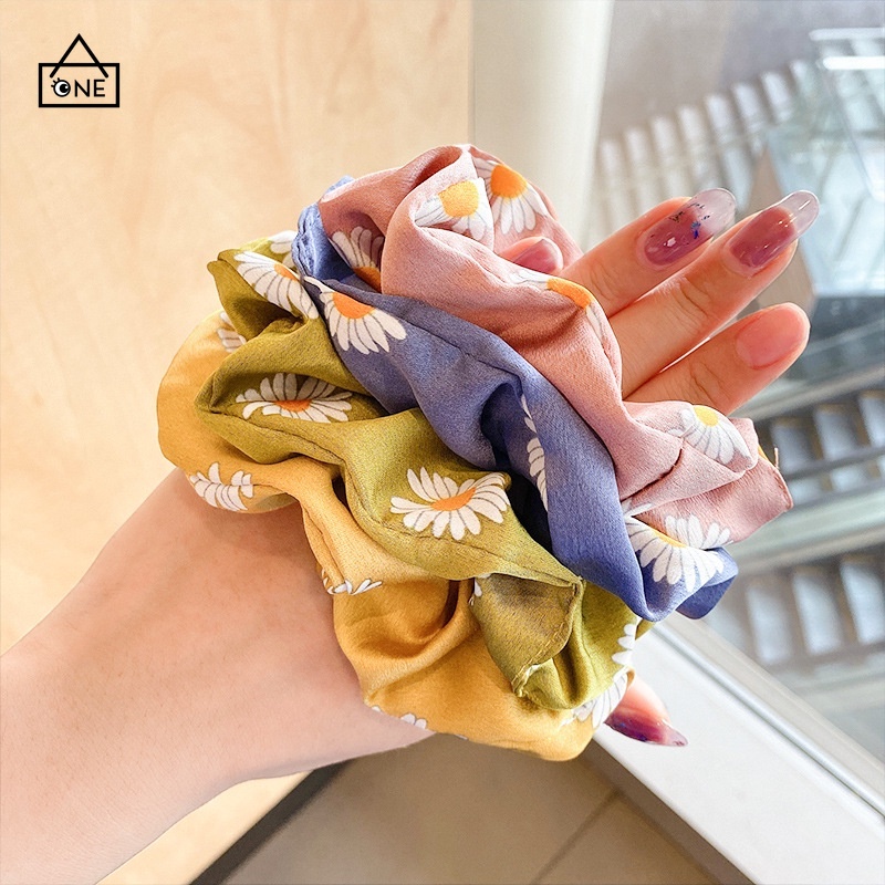 COD Korean Fashion Ikat Rambut Scrunchie Ponytail Elastis Bahan Satin Gelang Untuk Wanita A one