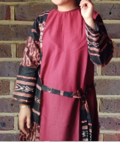 Batik Tunik Shibori Jumputan Terbaru All Size 106cm / Hrb026 Yelbor Navbor / Biru Putih / Original..