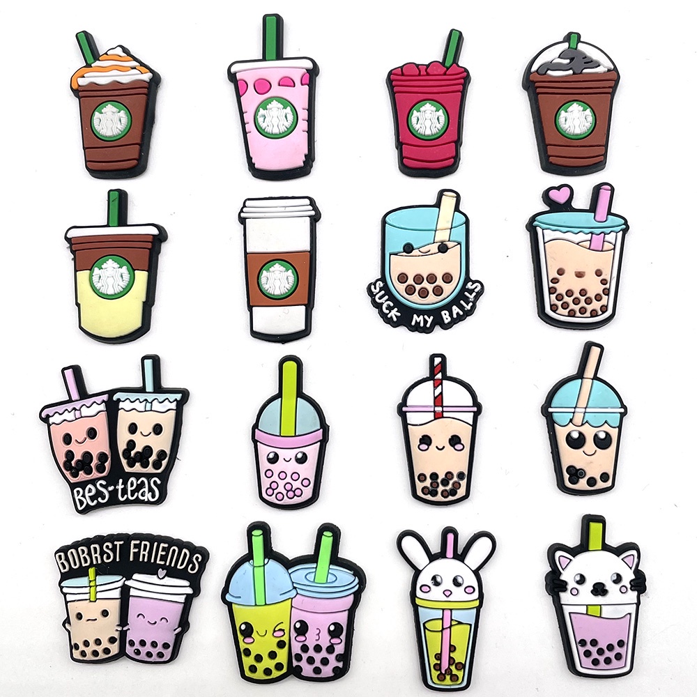 Charms Desain Sepatu Milk tea Coffee jibbitz crocs Untuk Dekorasi Gelang