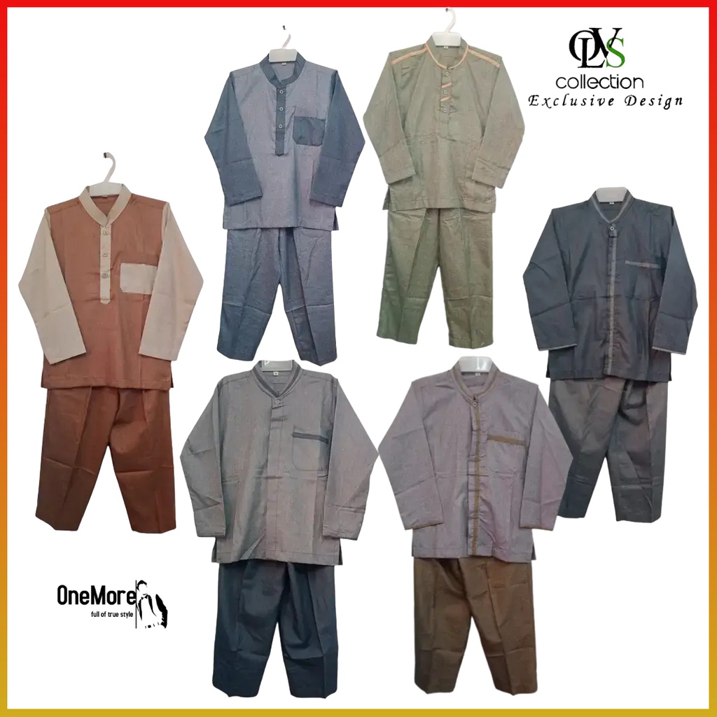 setelan baju koko lengan panjang anak laki-laki as yraaf kerah sanghai warna kombinasi bordir kancin