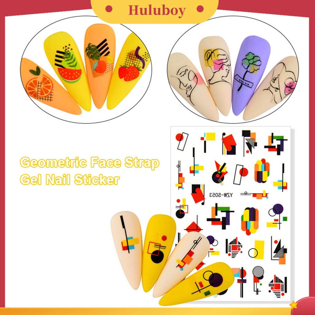 Huluboy Huluboy♡ 3 Pcs Stiker Kuku 3D Multifungsi Tahan Lama Warna Alpukat Untuk Wanita