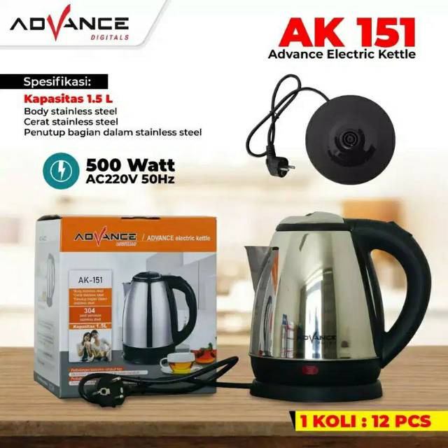 Ketel listrik advance Ketle Listrik Pemanas air 1.5L &amp; 1.8L 1,5 Liter &amp; 1,8 Liter Kettle Listrik