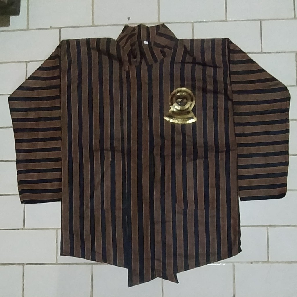 Setelan Baju Surjan Lurik + Blangkon Jogja Hitam Sliwir - Dewasa #Adat #Jawa #Tradisional