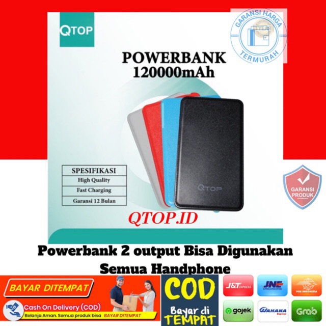 Powerbank QTOP 12000mAh Original V41 GARANSI 1 tahun / Powerbank Slim 12.000mah Original