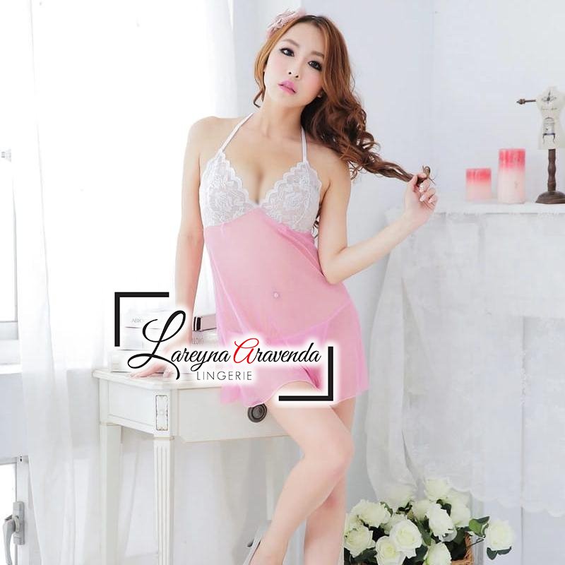 Set Lingerie Sexy &amp; G String Model Lace Putih LG003