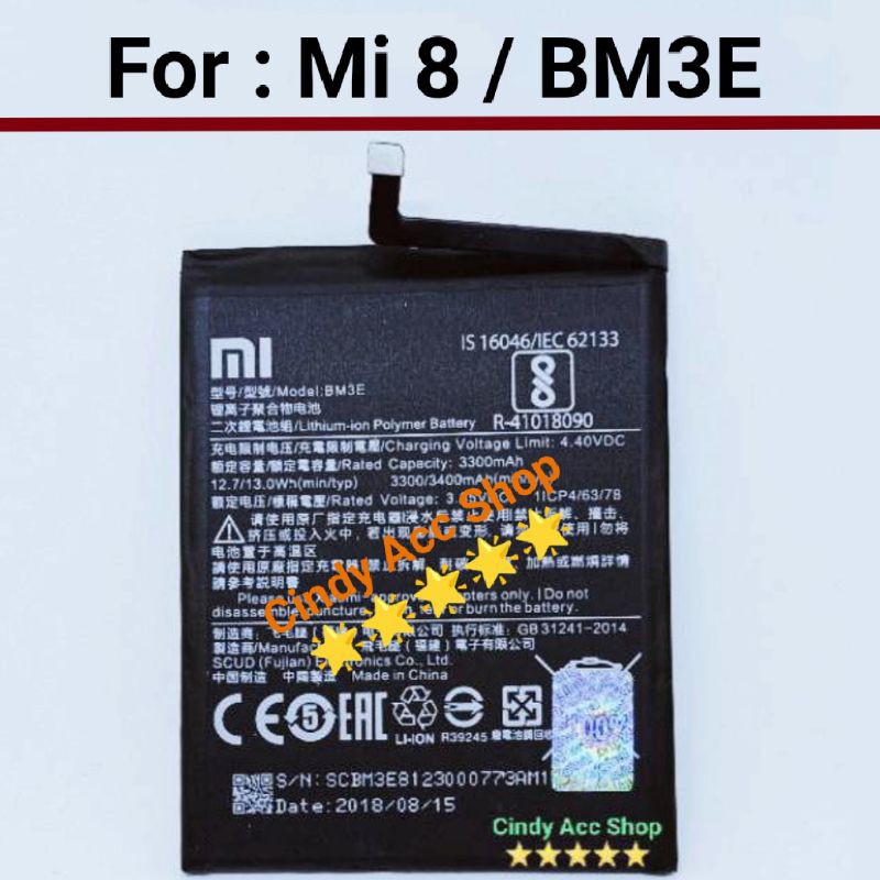 Baterai Mi8 Mi-8 BM3E Batre Original Battery