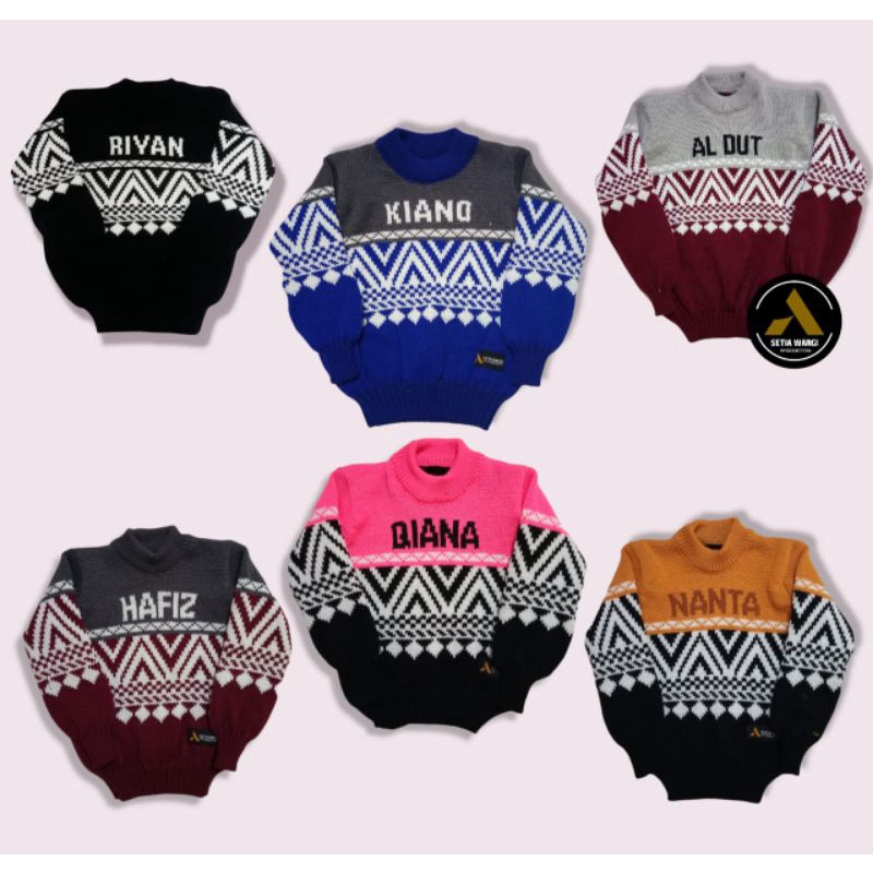 SWEATER RAJUT COSTUM | FREE NAMA | TEBAL MURAH