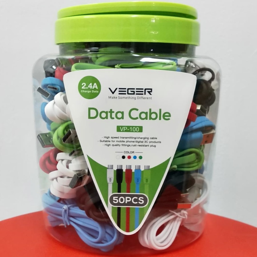 Kabel Data Type C VEGER VP-100 - SATUAN ECER - kabel Type C 2.4A 100CM