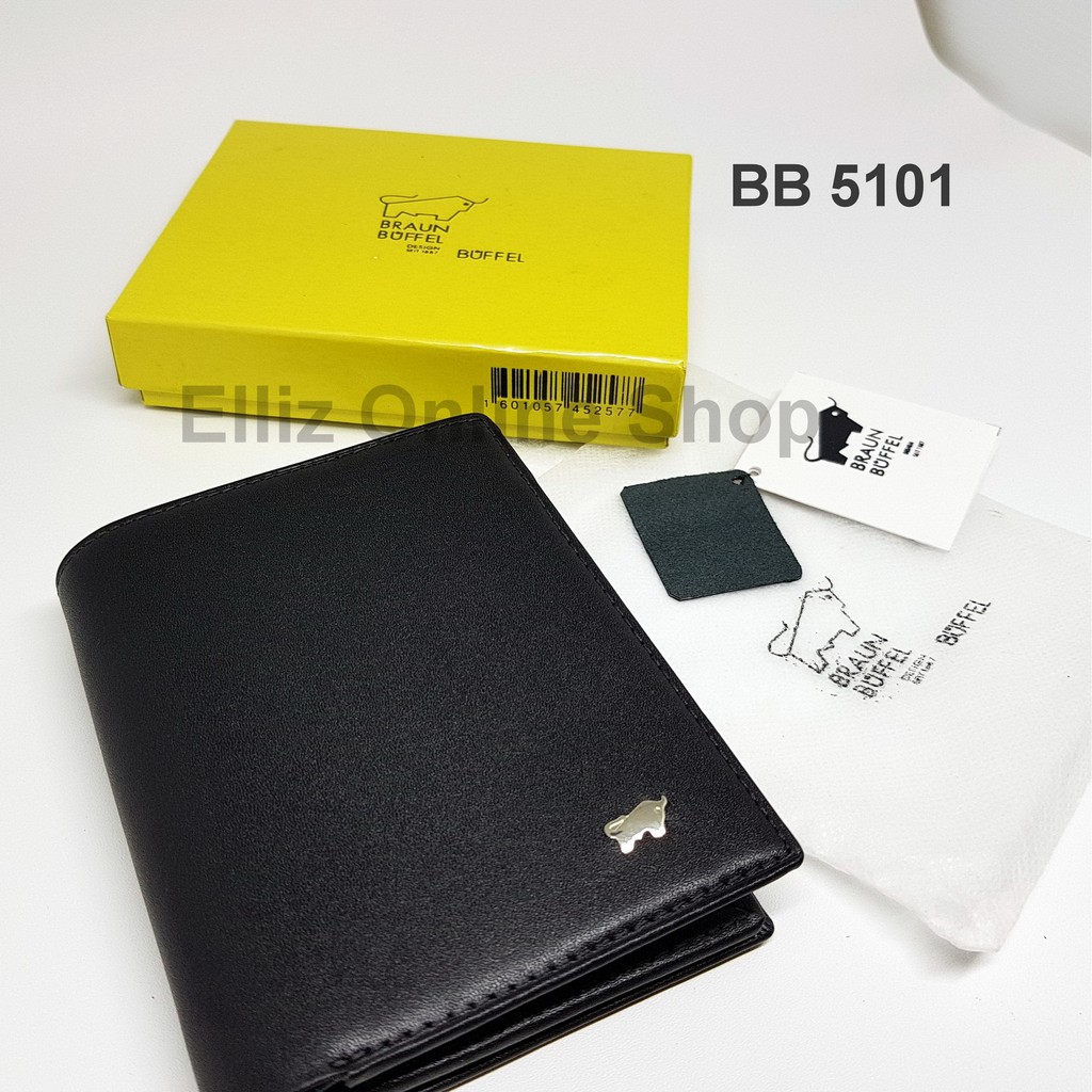 Dompet Pria Braun Buffel 5101 Black - Model 3D Berdiri - Kulit Import - Trifold.