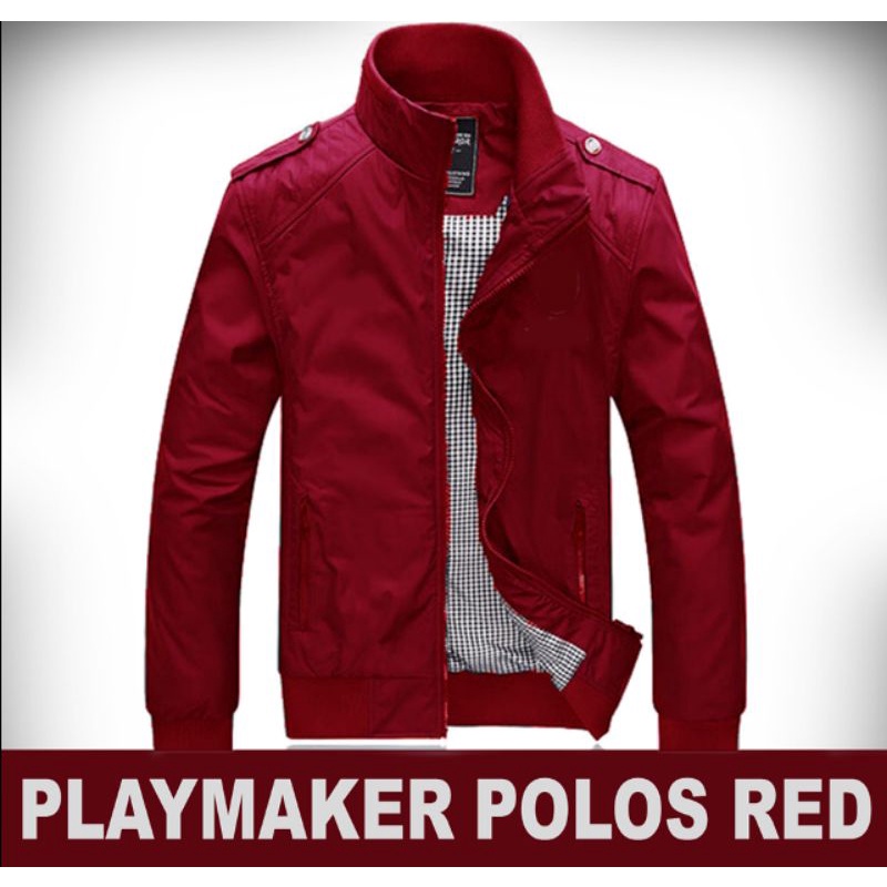 Jaket Harrington Smith Playmaker Polos WP Red Ada Saku Dalam Big Size