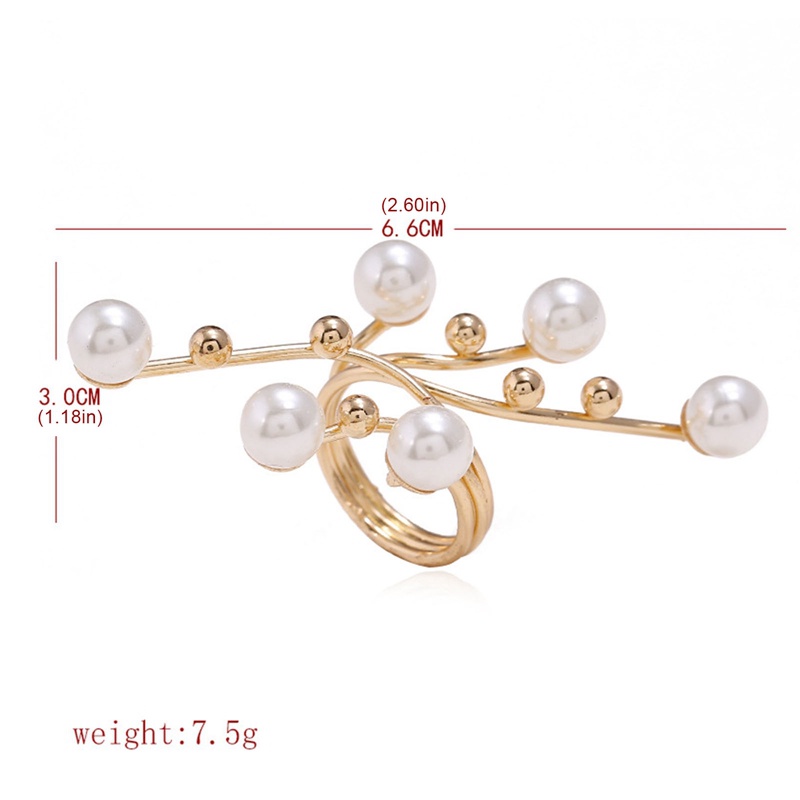 Cincin Model Terbuka Bahan Alloy Warna Gold Aksen Mutiara Untuk Wanita