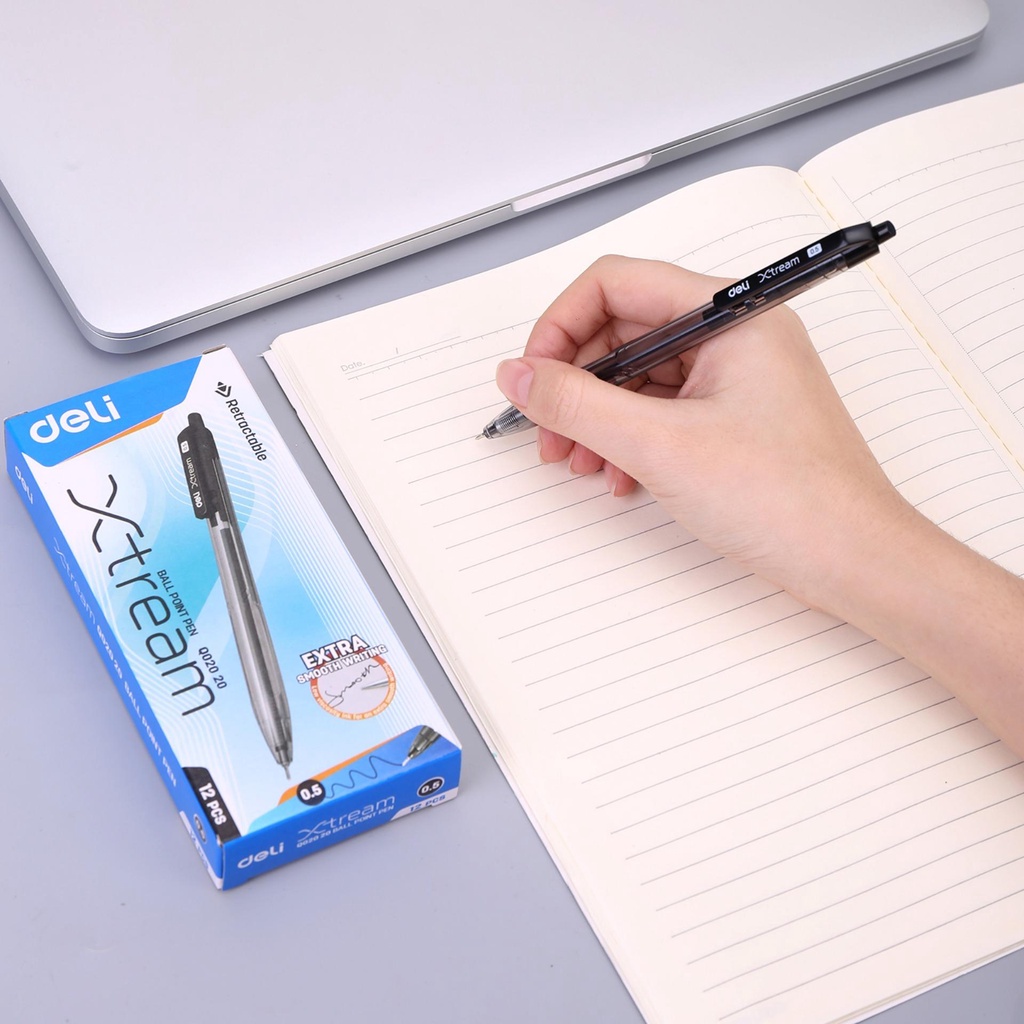 DELI pulpen / ballpoint / bolpen murah hitam (0.5mm) EQ02020