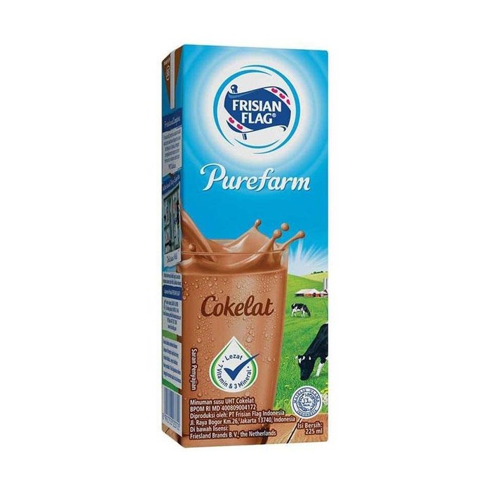 

Frisian Flag Purefarm Rasa Cokelat 225ml - Bendera Susu UHT