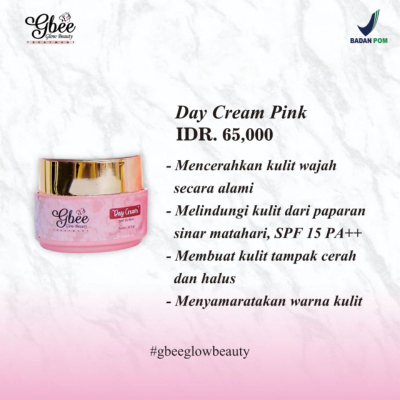 ( TERMURAH) Eceran / Satuan gbee GLOW BEAUTY Skincare Herbal / Cream pemutih wajah-Day pink