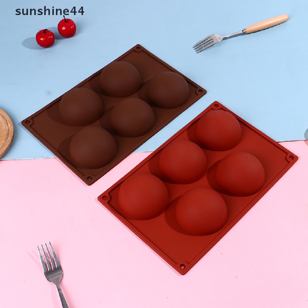 Sunshine Cetakan Kue / Coklat / Jelly / Mousse 5 Lubang Bentuk Setengah Bola Bahan Silikon