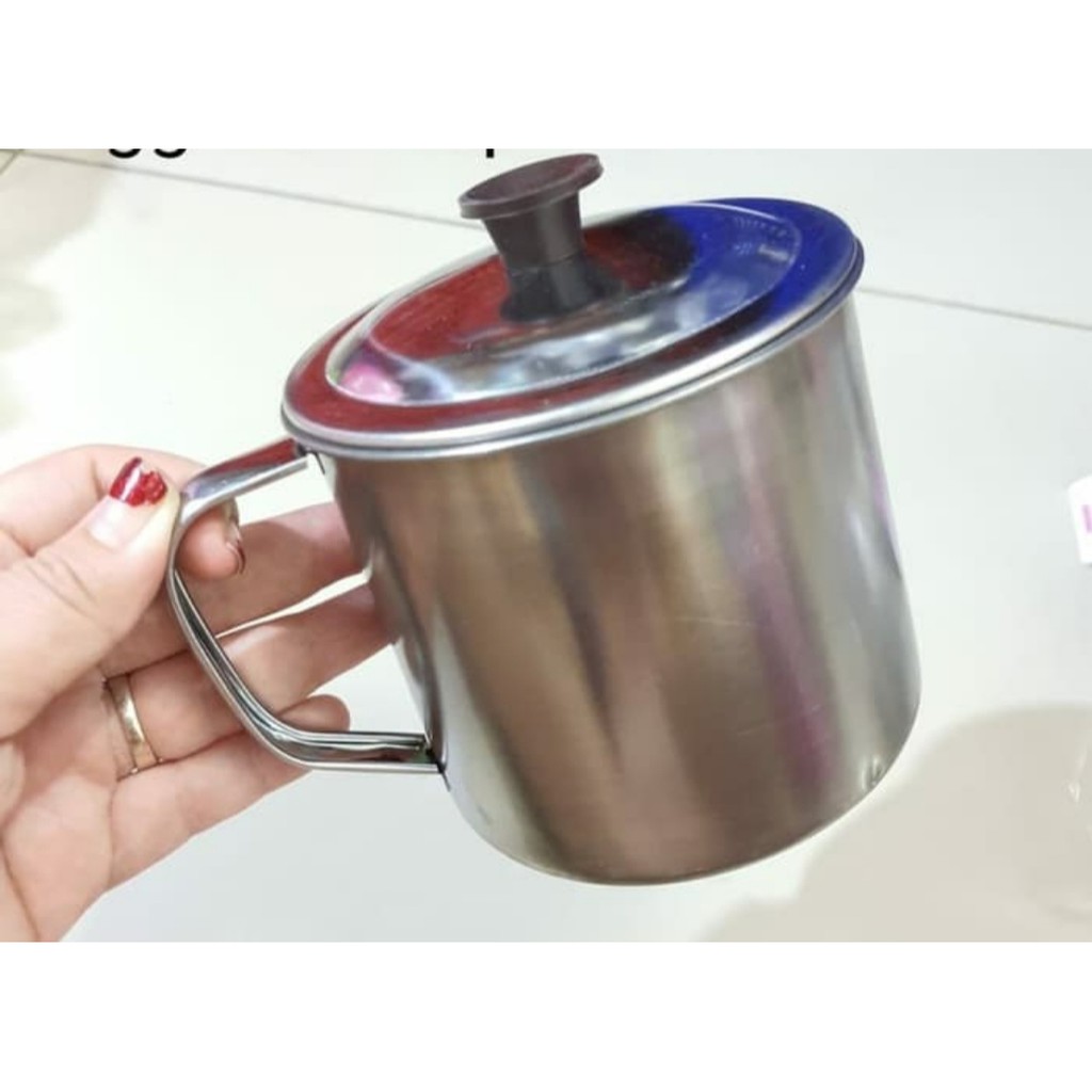 MUG CANGKIR GELAS JUMBO STAINLESS STEEL + TUTUP 11 CM TERMURAH