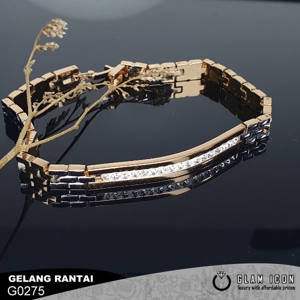 Gelang Pelat Mata Baris Dual tone G0275