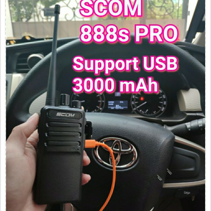 HT SCOM 888s PRO (1 box isi 2 HT) batterai 3000 mah Power 5 watt UHF resmi postel kominfo