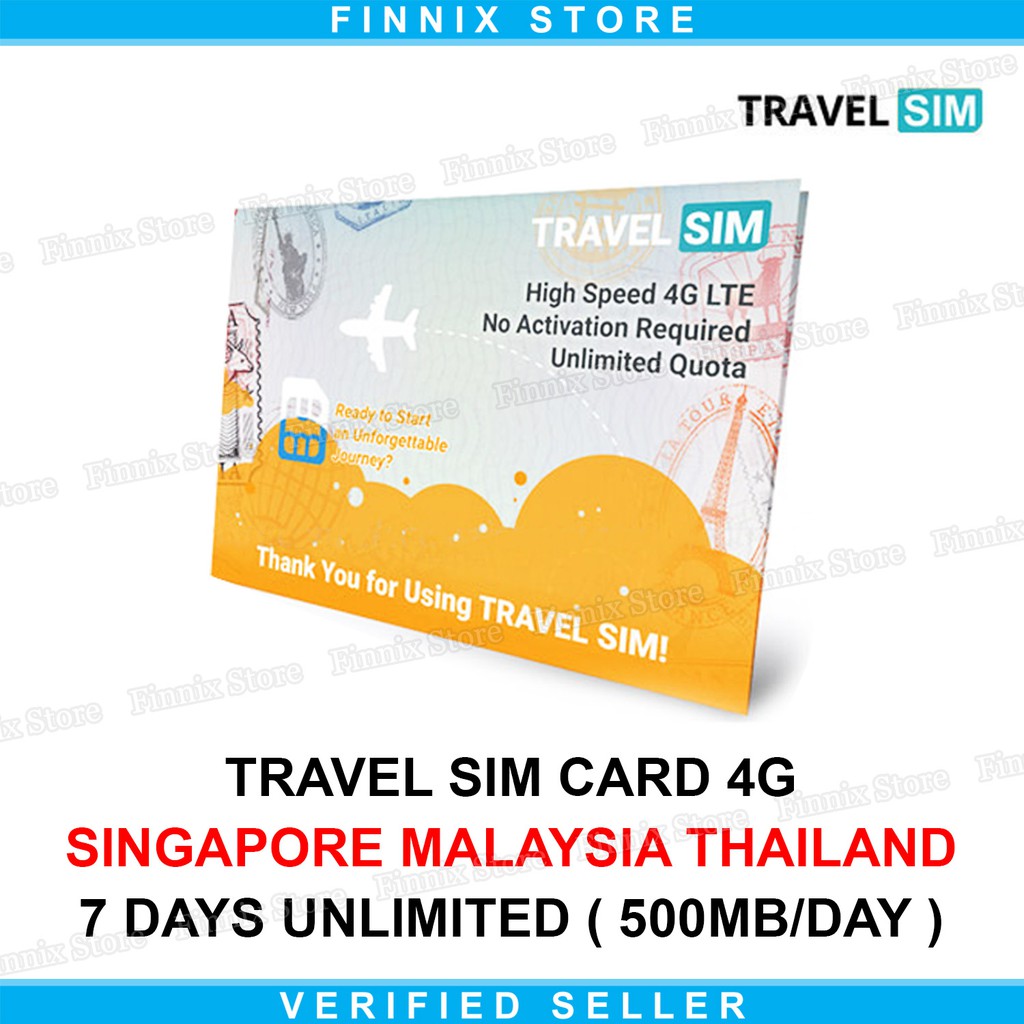 Travel Sim Card Kartu Perdana 4G Singapore Malaysia Thailand 7 Days - 500MB Perhari