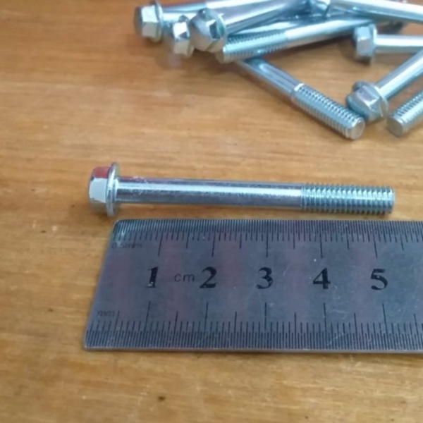MURAH M6x55 Kunci pas 8 Flange bolt baut topi putih Fastener shopee