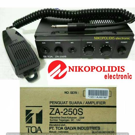 Car amplifier TOA ZA-250S 25 watt (DC) + sirene + mic .