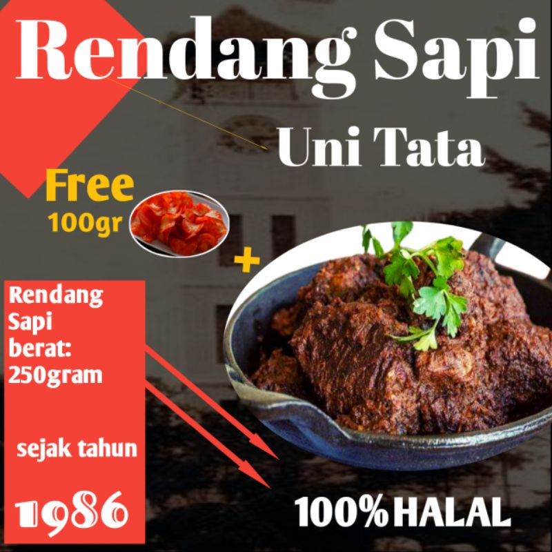 

RENDANG DAGING 250 gr ASLI PADANG RENDANG UNI TATA 100%HALAL Rendang sapi