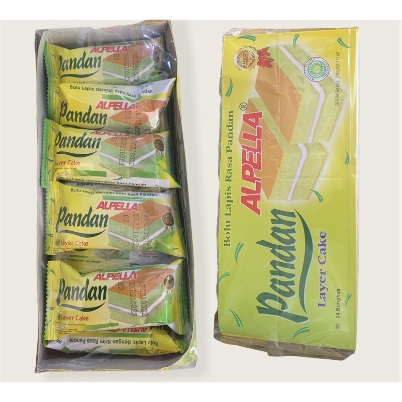 

alpella pandan 1 box isi 24 / bolu alpella pandan