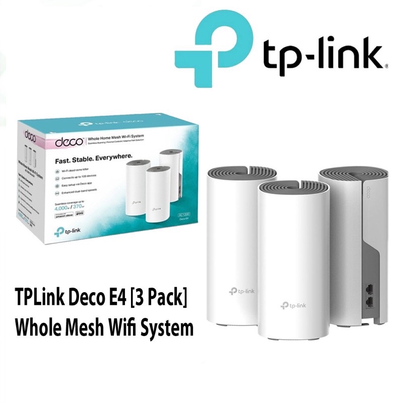 TPLink Deco E4 [3 Pack] Whole Mesh Wifi System - TP-Link Deco E4 AC120