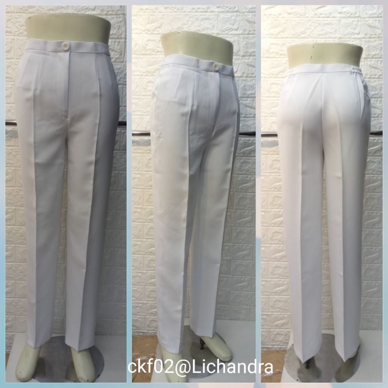 celana putih lichandra original / celana kerja / celana bahan / celana panjang dinas