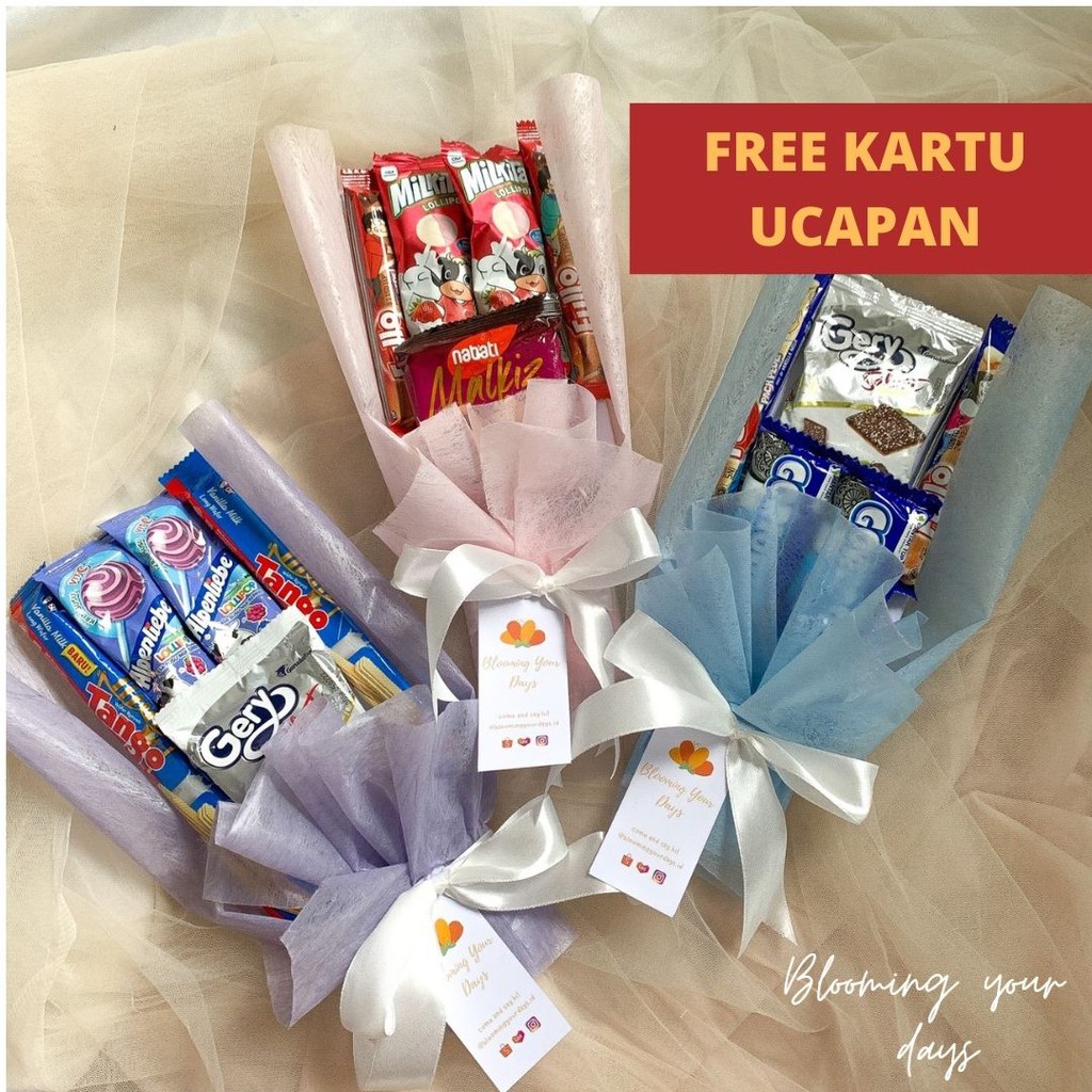 

5pcs Buket makanan/snack kado wisuda/sidang/graduation/ulang tahun/birthday gift