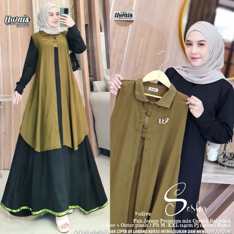Restok Banyak Sesha Gamis Set By Uwais Produk Ori Berlabel Uwais