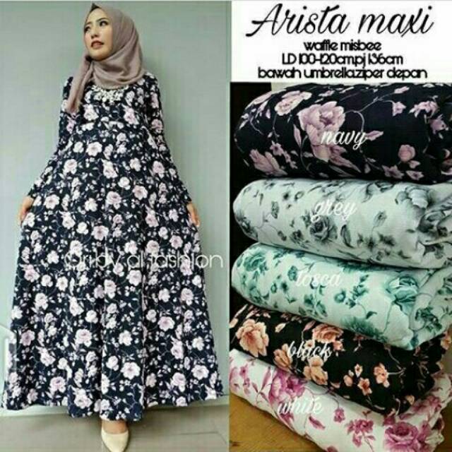 Gamis Dress Muslim Wanita Cantik Murah Waffle MissBee Arista maxi UmbrellaJ