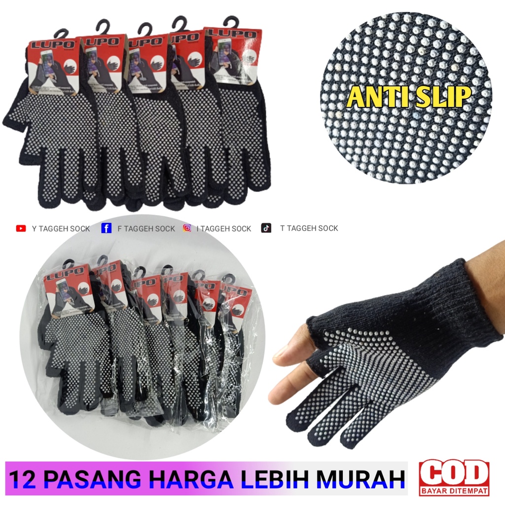 SARUNG TANGAN BUNTUNG DUA JARI ANTI SLIP / SARUNG TANGAN TOUCHSCREEN SETENGAH DUA JARI