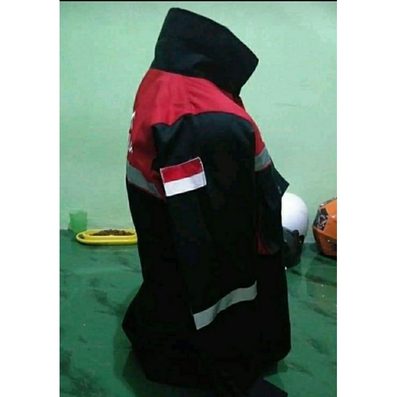 SERAGAM SAFETY FREE BORDIL K3 BENDERA MERAH KOMBINASI DONGKER ATASAN RESLETING WEARPAK KAIN DRILL