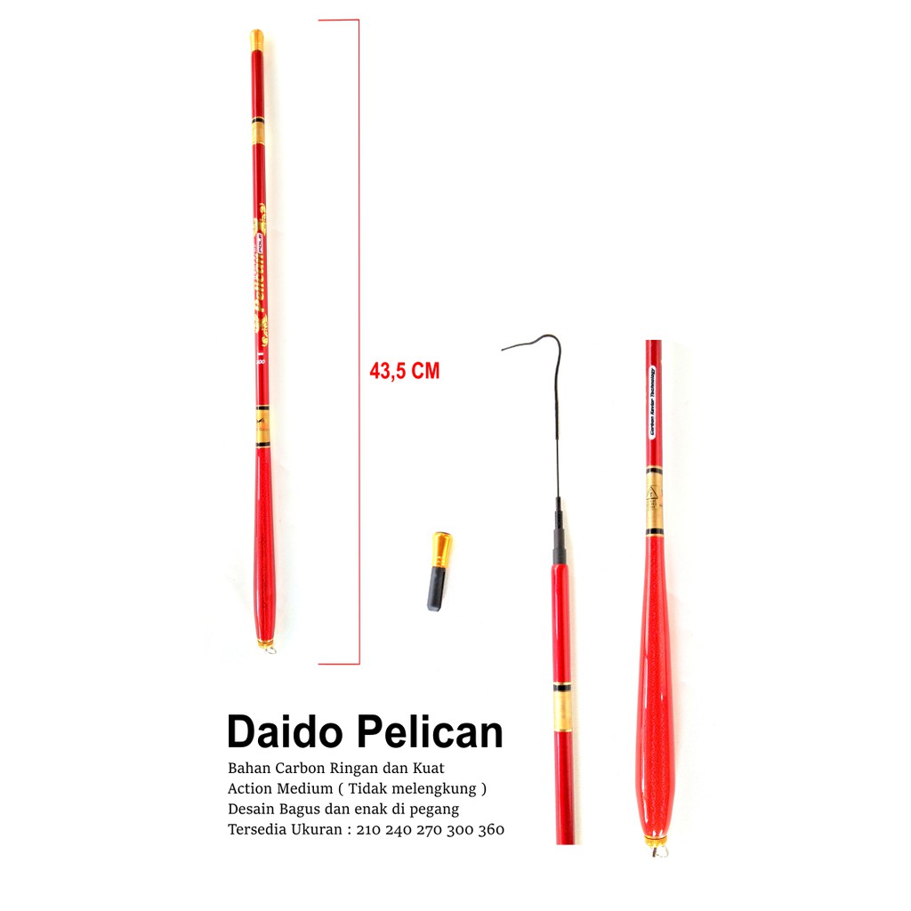 Joran Tegek ruas Pendek Daido Pelican Kaku Ukuran 210 240 270 300 360 Bahan Carbon