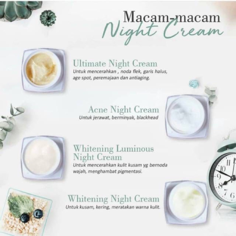 KRIM MALAM MS GLOW WHITENING ACNE LUMINOUS ULTIMATE / NIGHT CREAM MS GLOW / CREAM MALAM MS GLOW / PELEMBAB MS GLOW / PERAWATAN WAJAH