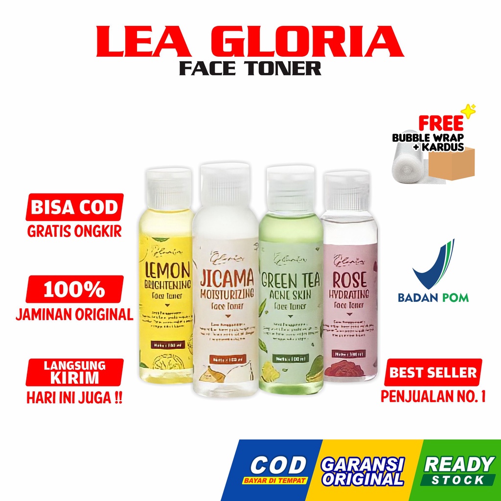 Lea Gloria Face Toner [COD] Rose Lemon Greentea Wajah BPOM 100ml By Lea Gloria