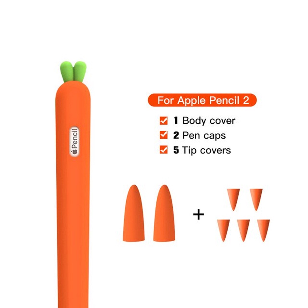 Silicon Stylus Cover Pencil Generasi 1 dan 2 model Carrot dan Lobak