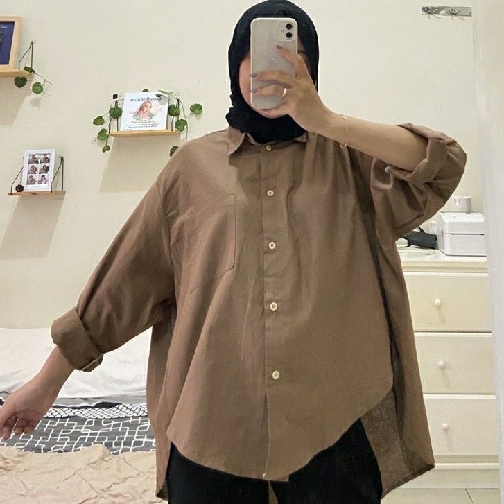 KEMEJA LINEN OVERSIZE | OVERSIZE SHIRT LINEN OLIVIA SHIRT | KEMEJA BASIC WANITA | KEMEJA WANITA OVERISZE