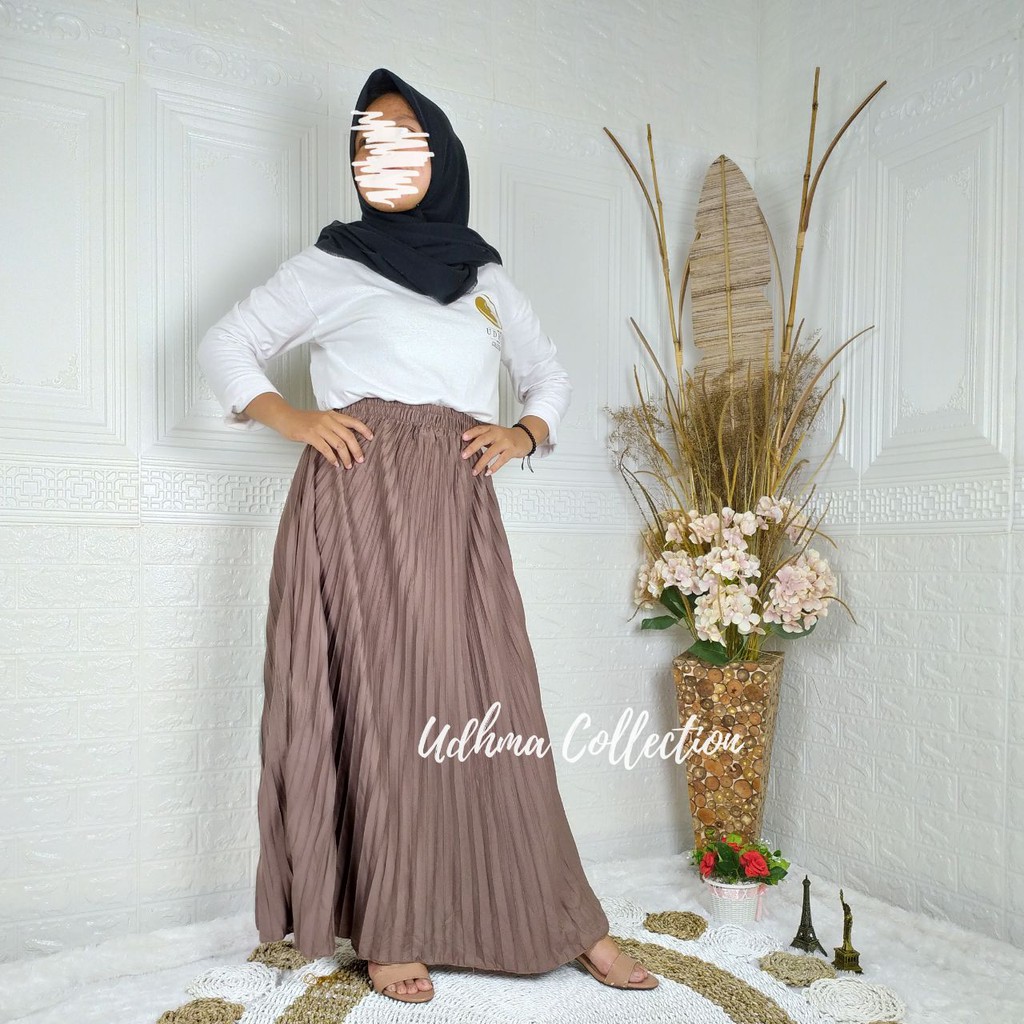 (COD) ROK PLISKET IMPORT/ROK REMPEL LIPATAN BESAR FLARE MAXI SKIRT