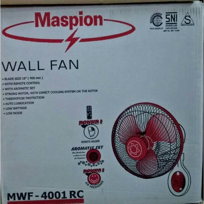 KIPAS DINDING REMOT MASPION MWF-4001 RC Wall Fan / Kipas Angin Dinding ORI SNI
