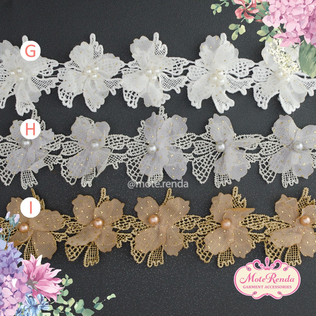 Renda bunga, lebar 6cm (harga per 50cm) kode 5AKA60