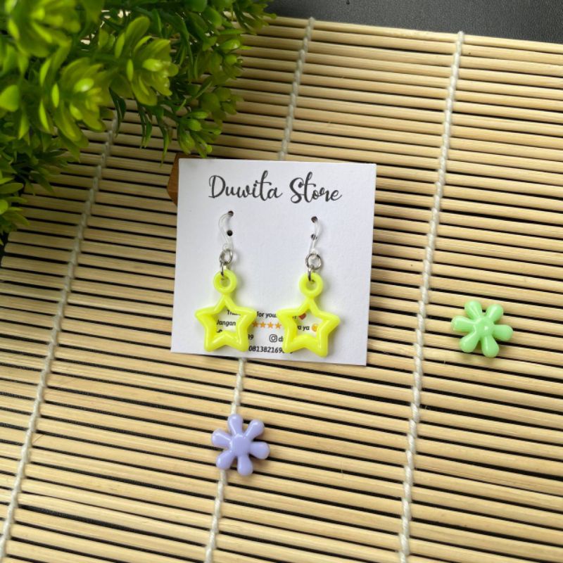 HANDMADE ANTING ANAK/DEWASA KAITAN PLASTIK MOTIF BINTANG