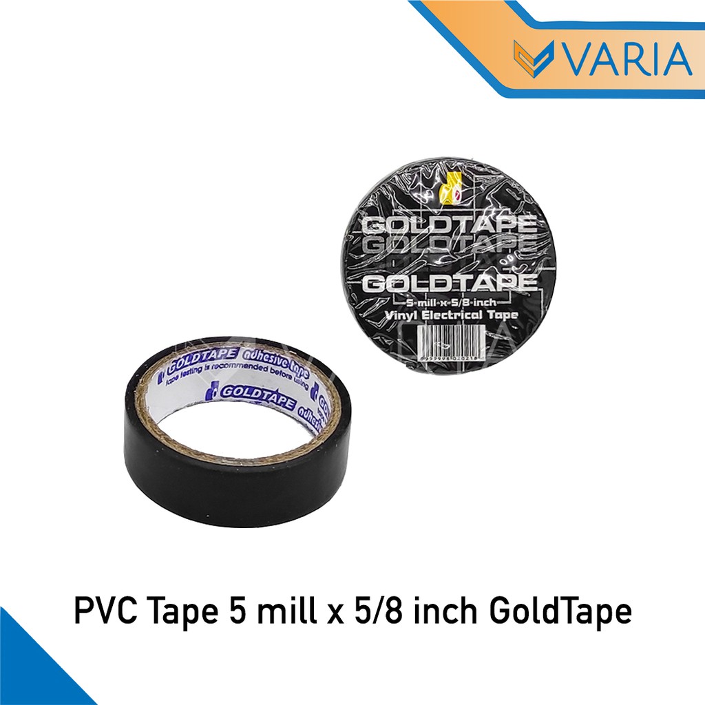 Solasi Isolasi PVC Tape Hitam Kabel Listrik 5 mill x 5/8 Inch GoldTape