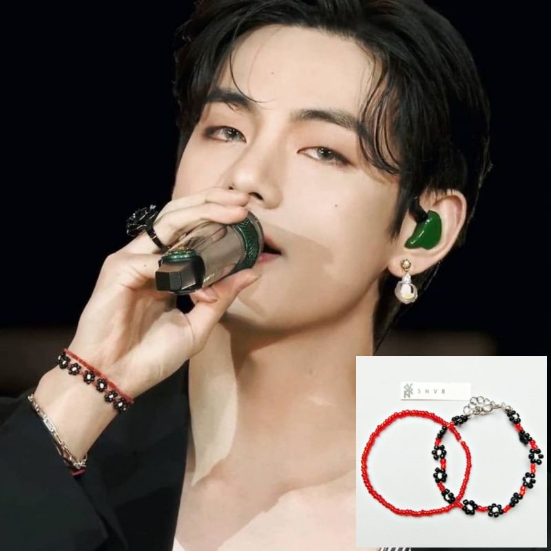Gelang BTS V Taehyung | Black Daisy Bracelet Kpop Idol | Gelang Manik Manik | Beads Bracelet