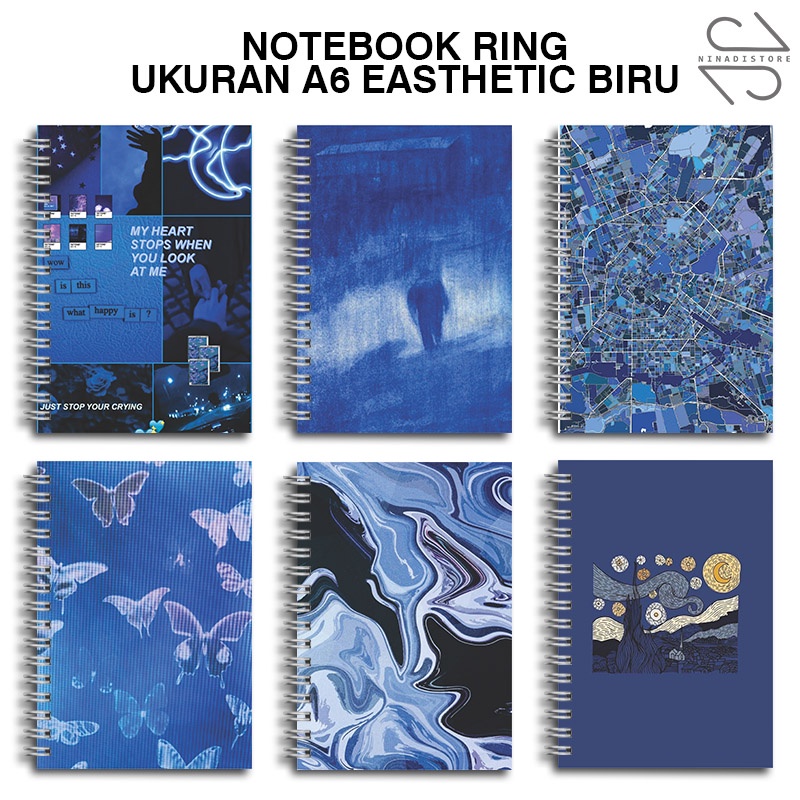 

(BELI 6 GRATIS 1)Buku Tulis Catatan buku notebook buku diary Notebook Ring Spiral A6 60 Lembar koleksi gambar AESTHETIC BIRU PART2